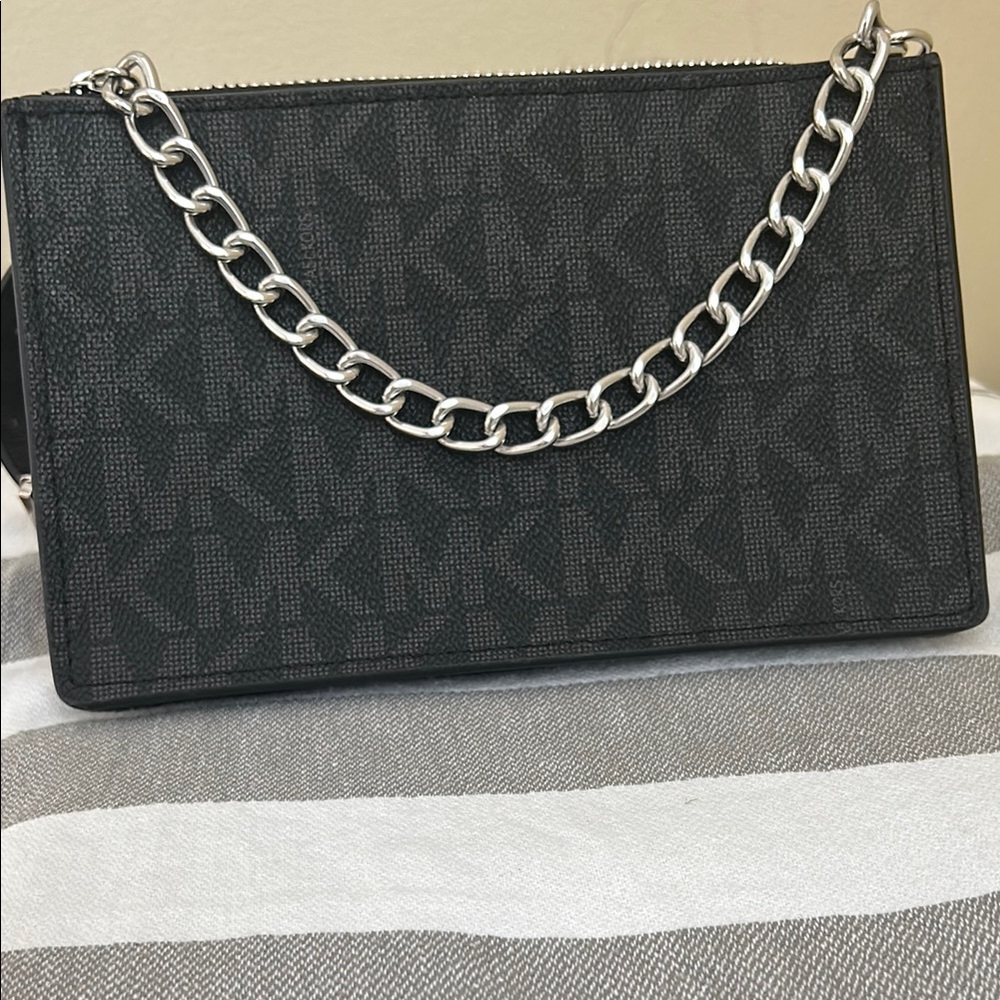 Michael Kors Black Crossbody Bag with Silver Chain
